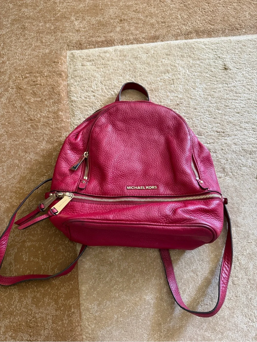 Michael Kors Red Leather Backpack